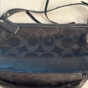 COACH Black Signature Striped Lurex Stud Tote Leather 12909